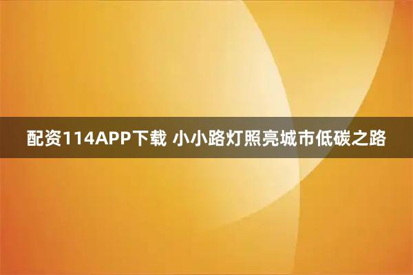 配资114APP下载 小小路灯照亮城市低碳之路